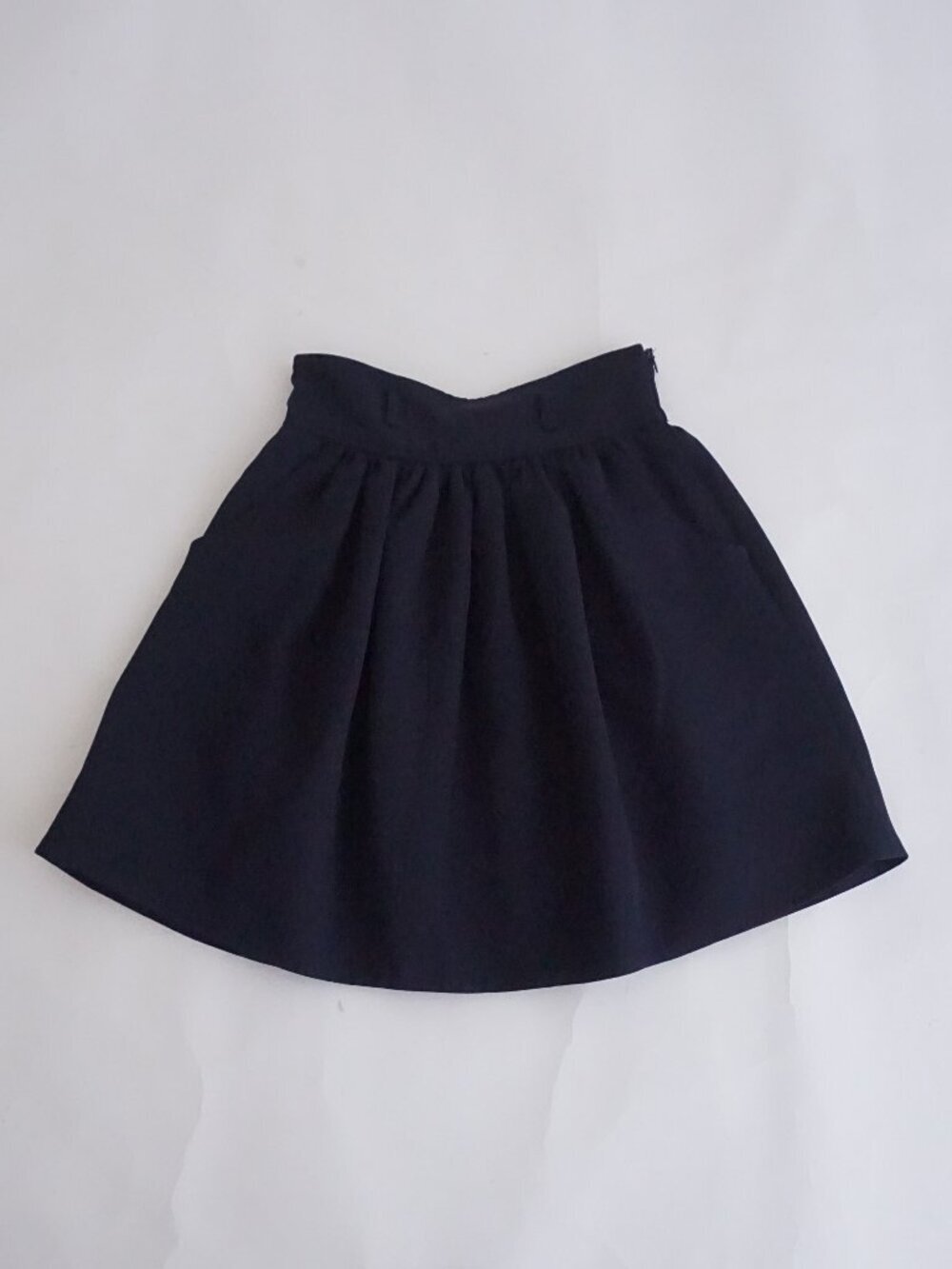 WHIT Navy Blue Solid Pleated High Waist Fit Flare Lined Zip Cocktail Skirt 4
